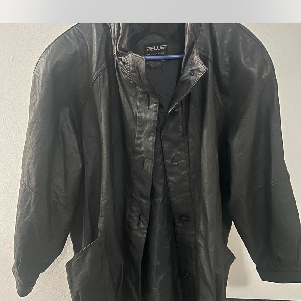 Elle Men's Black Leather Coat